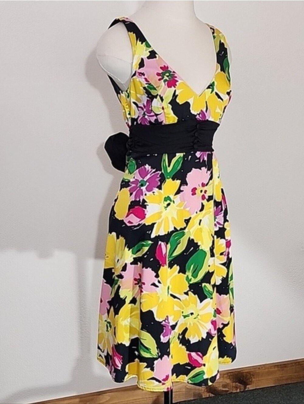 B.Smart Dress Cotton Floral Sleeveless Black Size 8 - Picture 6 of 15